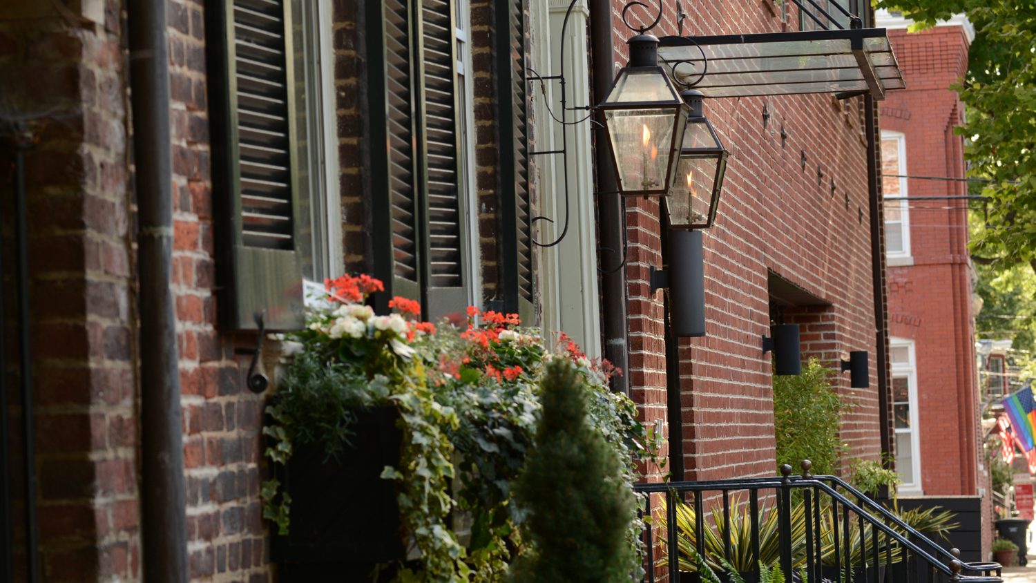 Historic brick rowhouses in Old Town Alexandria
